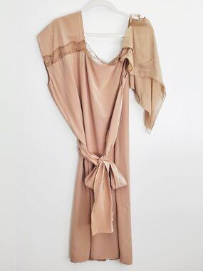 ANNE VALERIE HASH NUDE LACE CHIFFON TIE DRESS SIZE SMALL